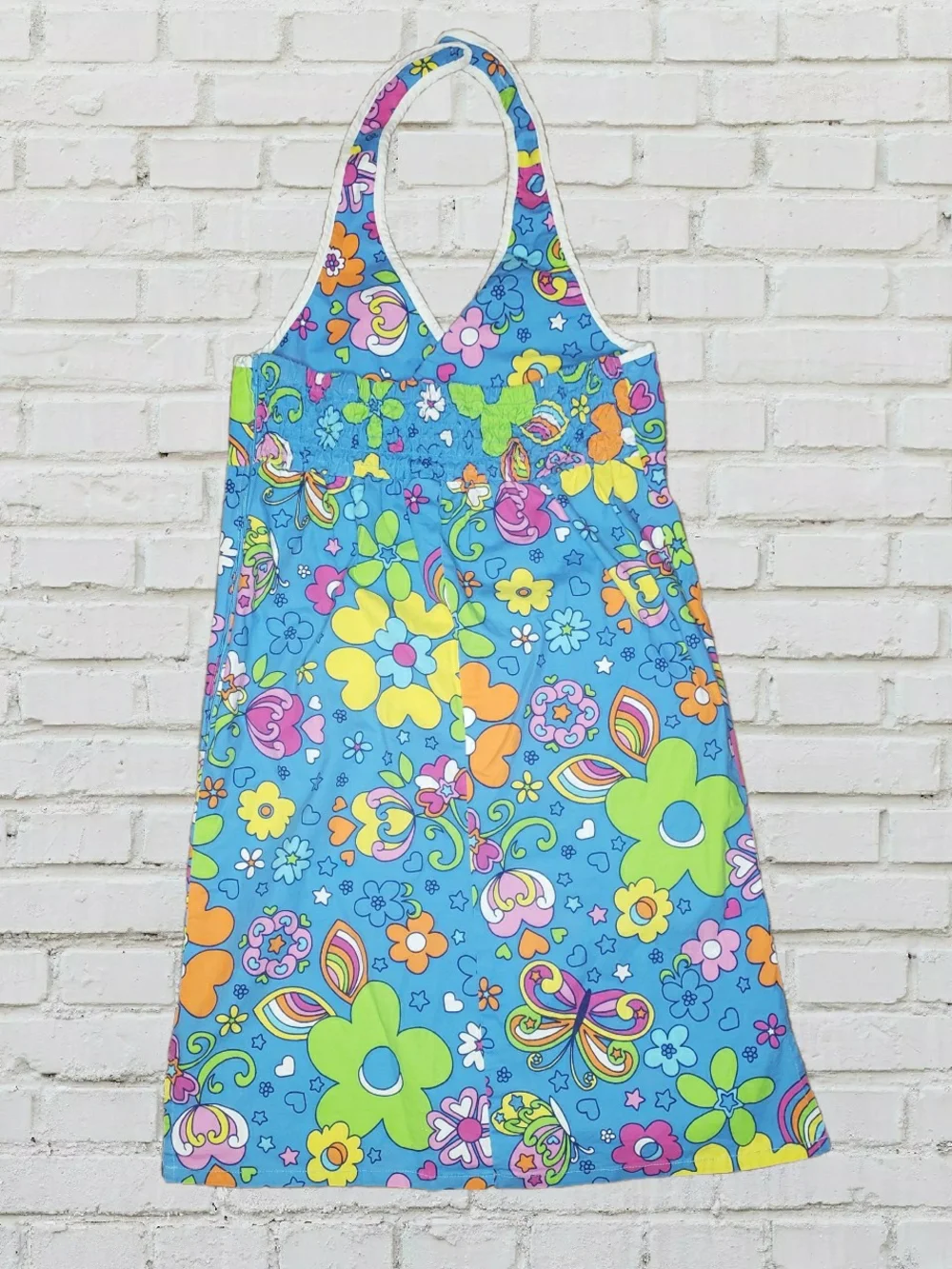 The Children's Place Bright Blue Floral Halter Stretch Dress Girls Size 12